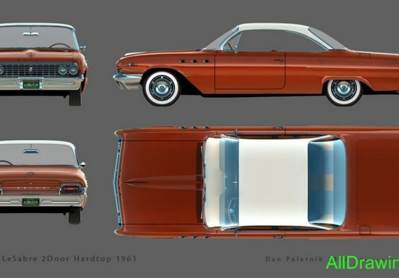 Buick LeSabre 2 Door Hardtop (1961) - drawings (drawings) of the car
